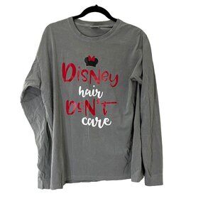 Disney Long sleeve T-Shirt Handmade "Disney hair don't care" Size Large